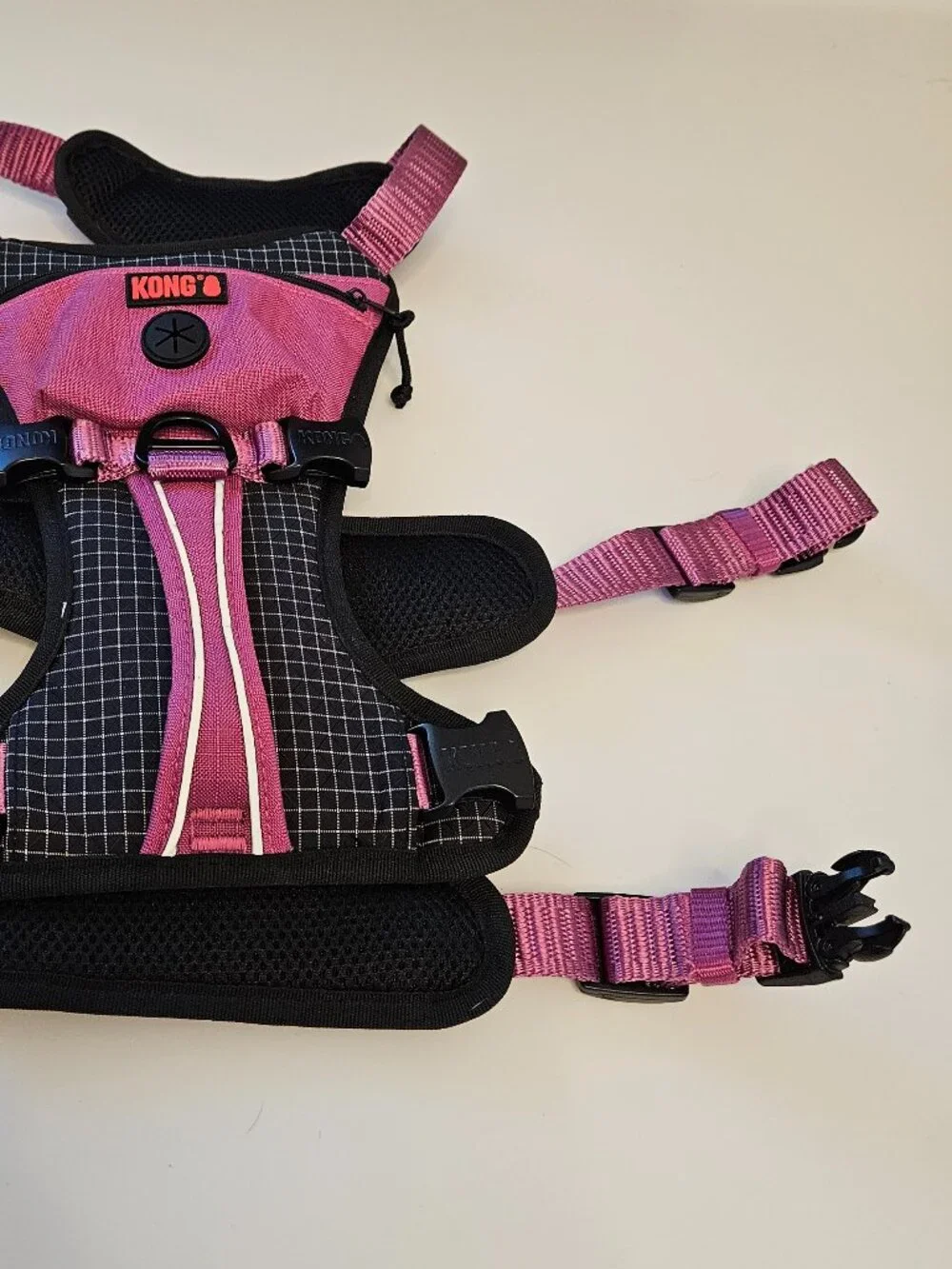 Kong Ultra Durable Waste Bag Harness (Pink & Black with Reflective Trim, Size L